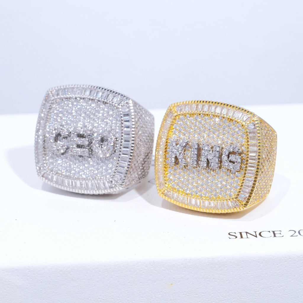 CUSTOM LETTER 3D ICED RING - The GUU Shop