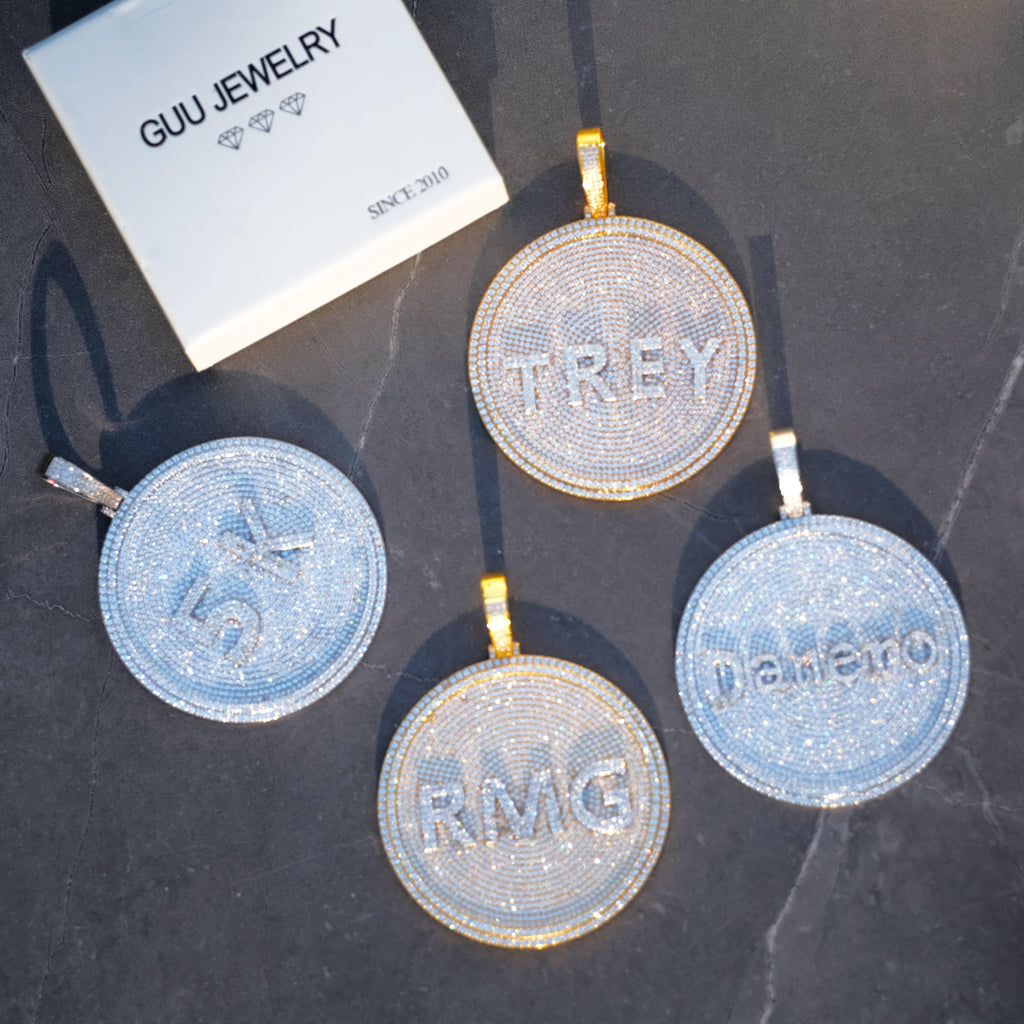 CUSTOM LETTER NECKLACE 3D BIG DISC - The GUU Shop