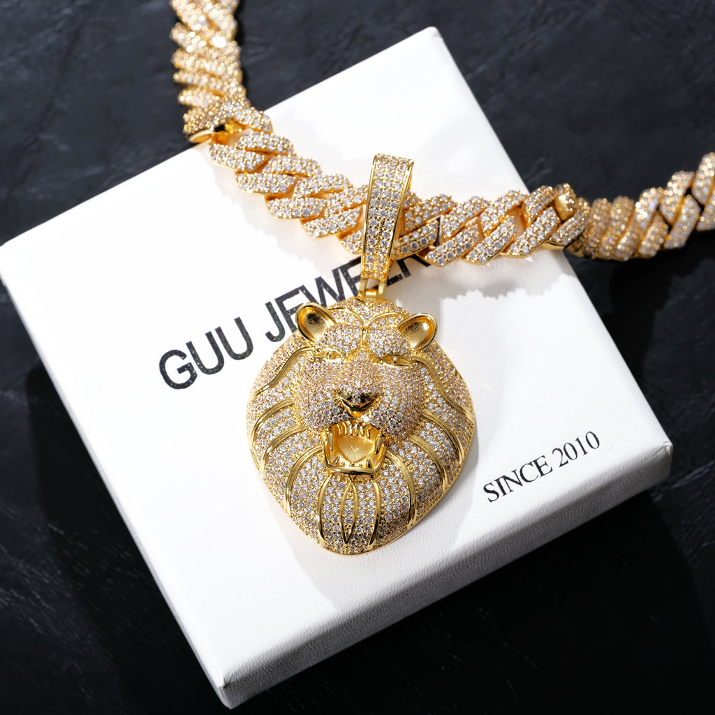 Iced Roaring Lion Necklace
