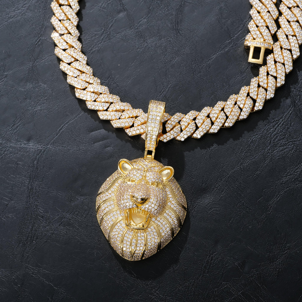 Iced Roaring Lion Necklace