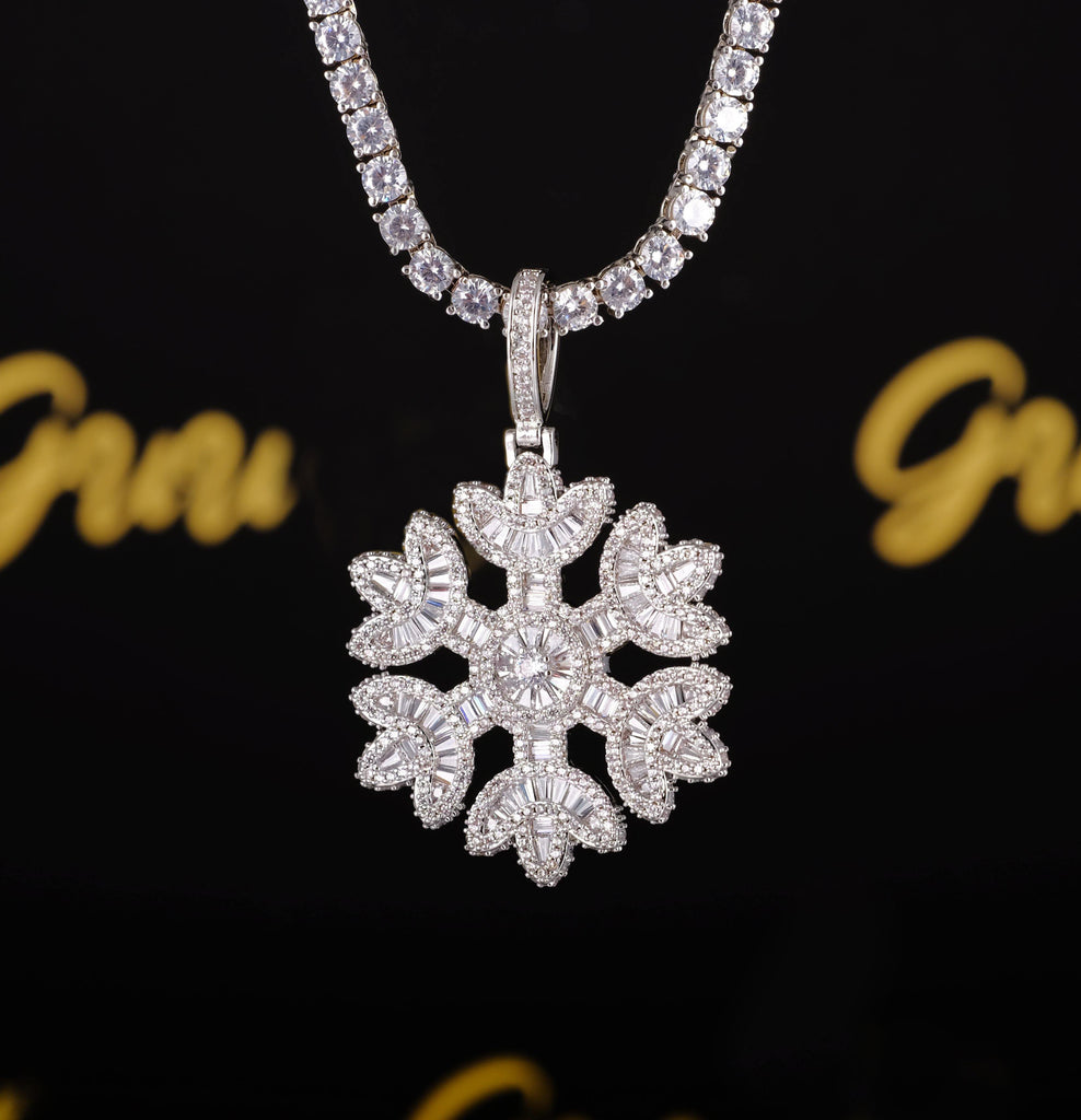 GUU Iced Baguette Snowflake Necklace
