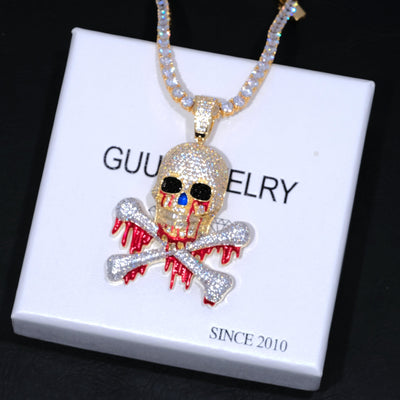 Pirate skull Iced Hiphop Bling Bling Necklace - The GUU Shop