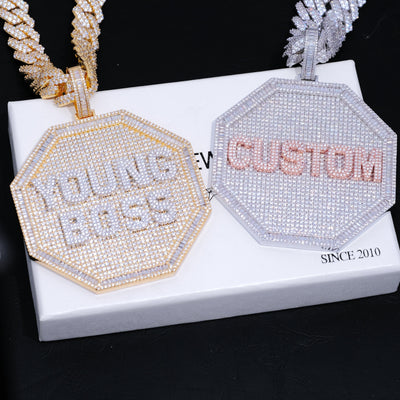 CUSTOM LETTER NECKLACE 3D BIG OCTAGON - The GUU Shop