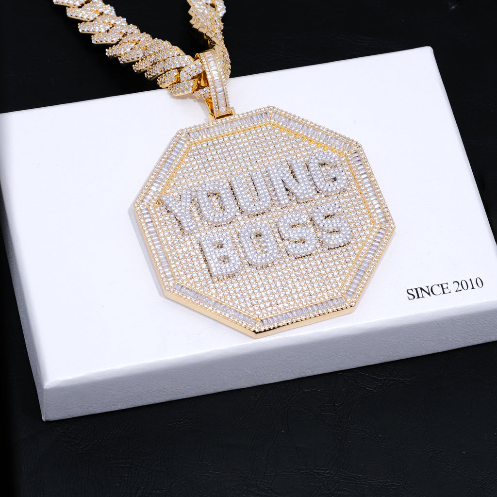 CUSTOM LETTER NECKLACE 3D BIG OCTAGON - The GUU Shop