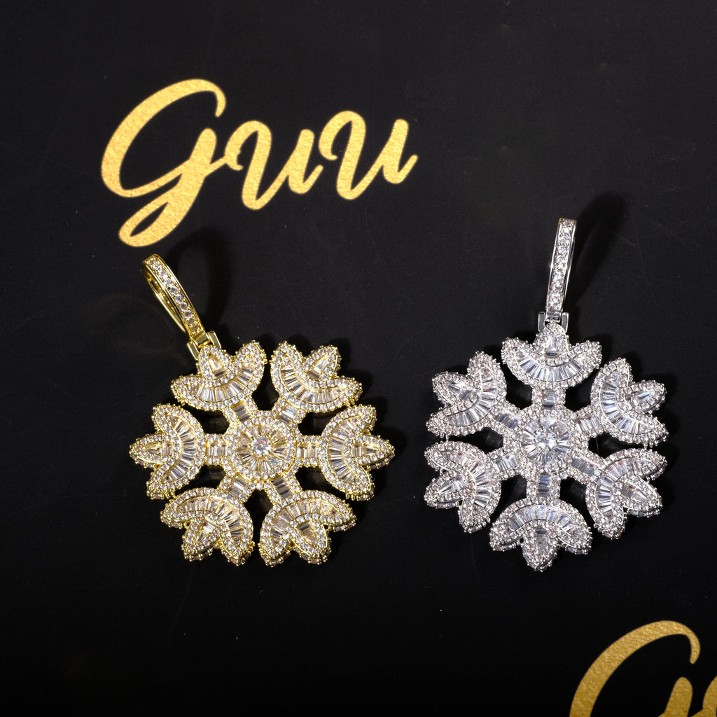 GUU Iced Baguette Snowflake Necklace