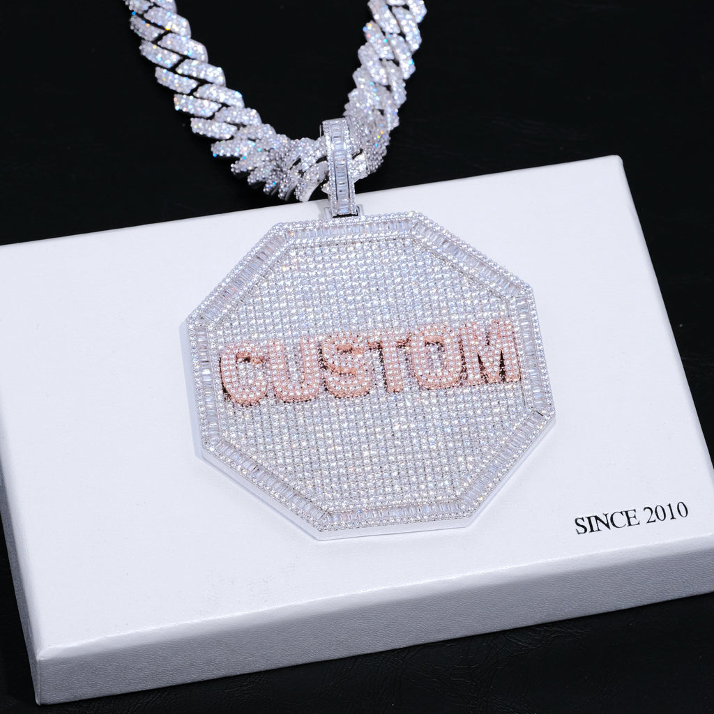 CUSTOM LETTER NECKLACE 3D BIG OCTAGON - The GUU Shop