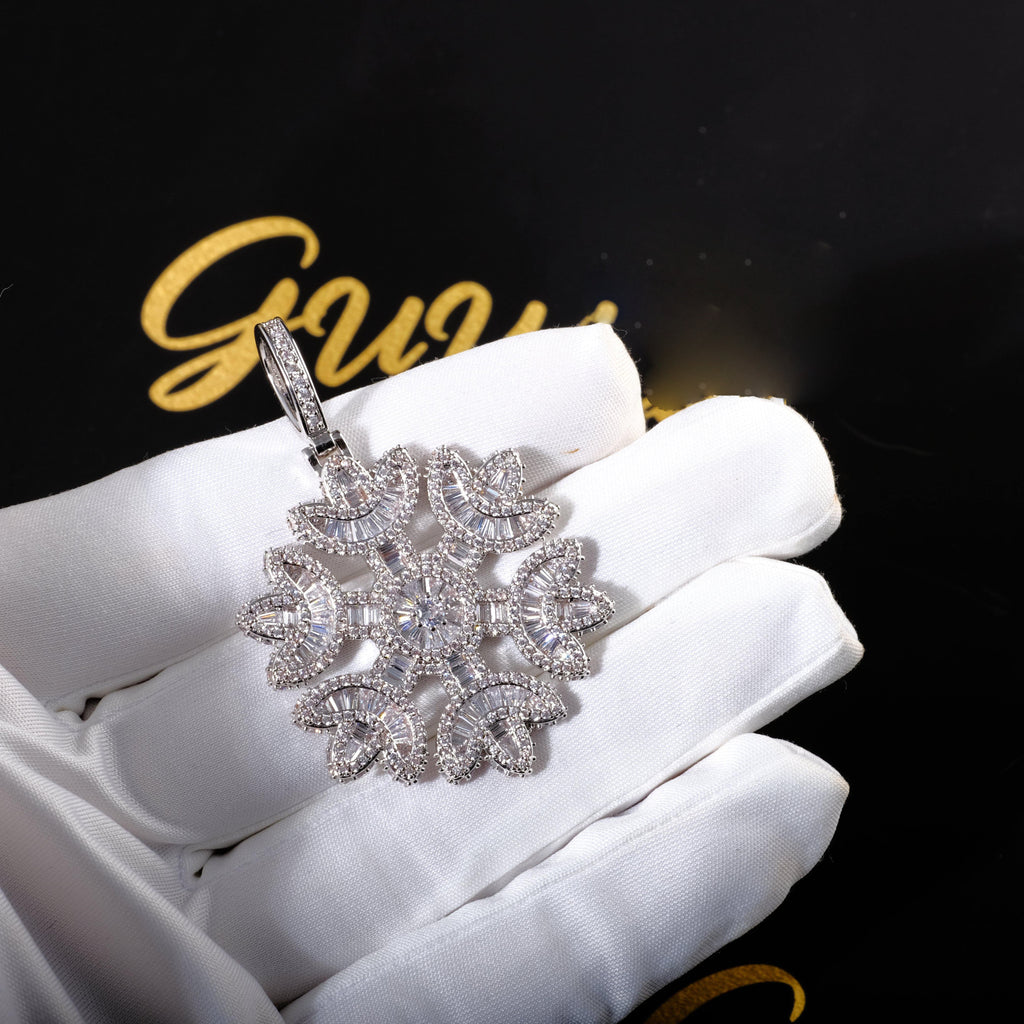 GUU Iced Baguette Snowflake Necklace