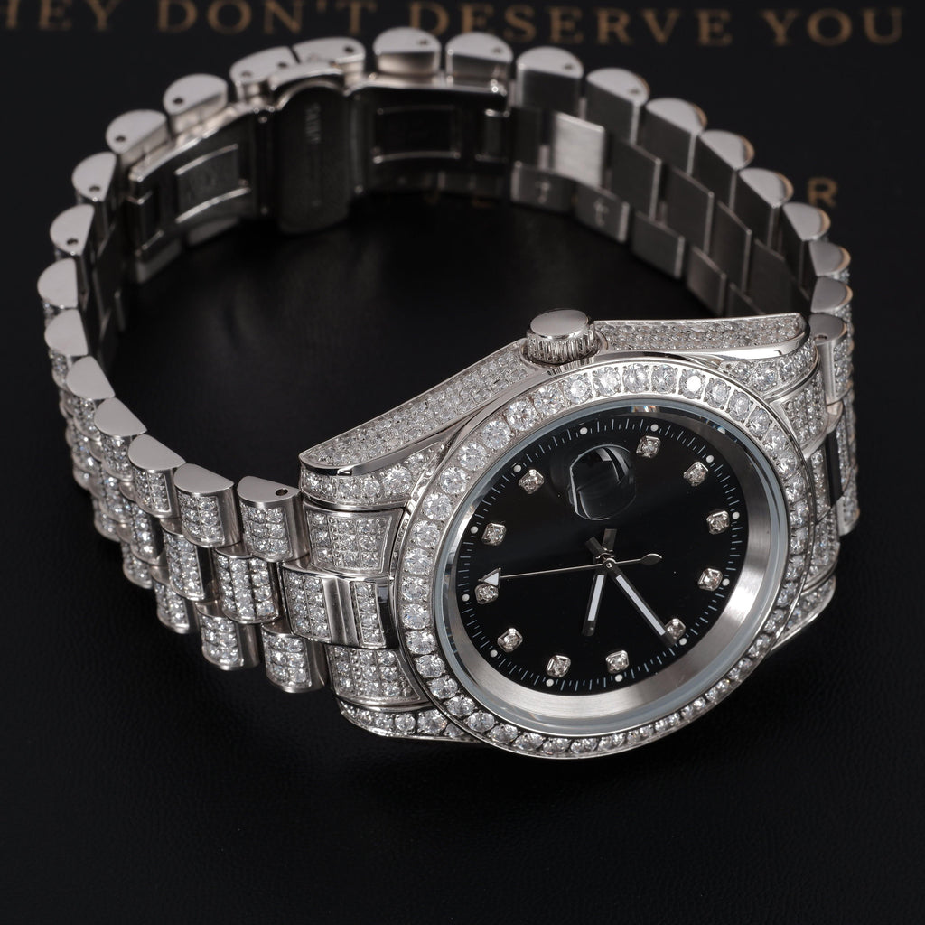 GUU Iced Watch Black Dial in WhiteGold - The GUU Shop