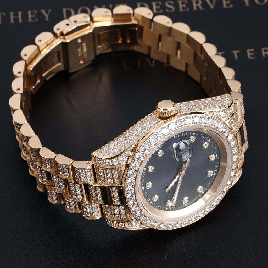 GUU Iced Watch Black Dial in Gold - The GUU Shop