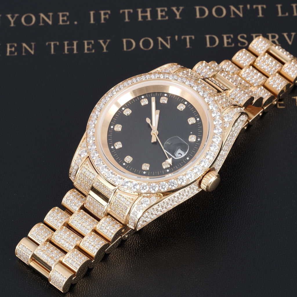 GUU Iced Watch Black Dial in Gold - The GUU Shop