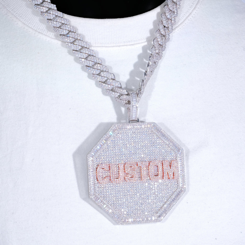 CUSTOM LETTER NECKLACE 3D BIG OCTAGON - The GUU Shop