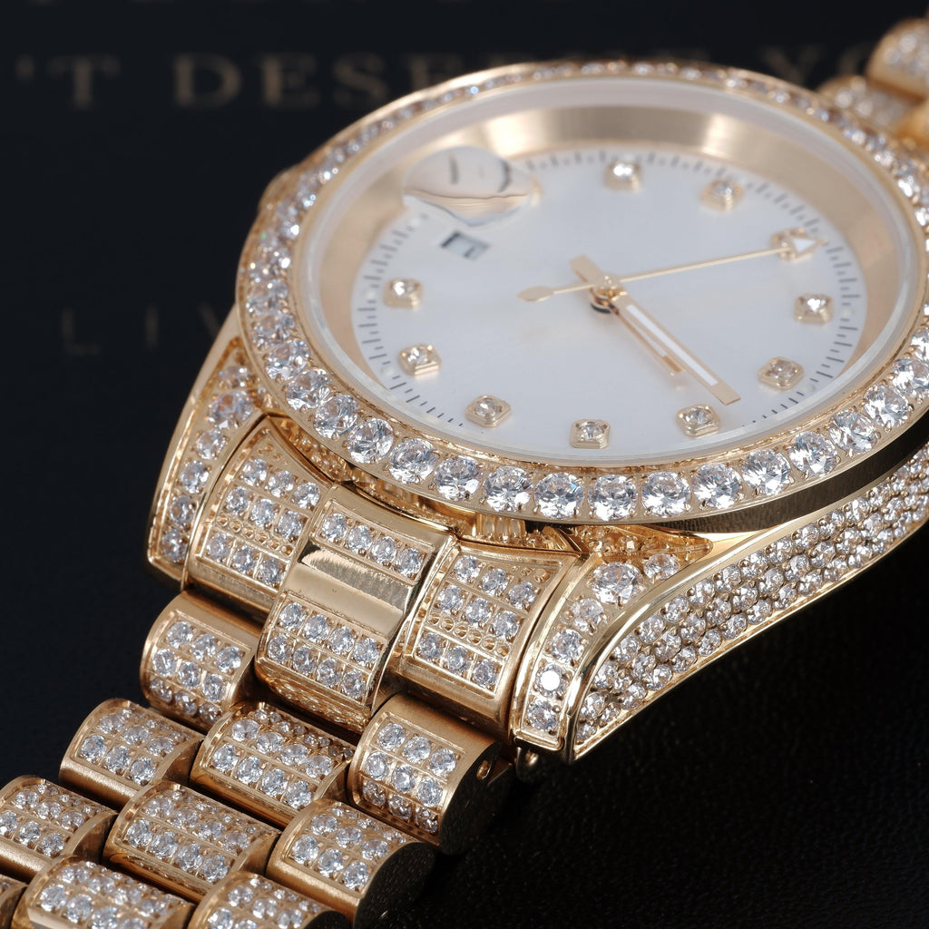 GUU Iced Watch White Dial in Gold - The GUU Shop