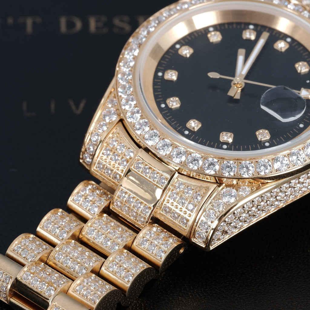GUU Iced Watch Black Dial in Gold - The GUU Shop