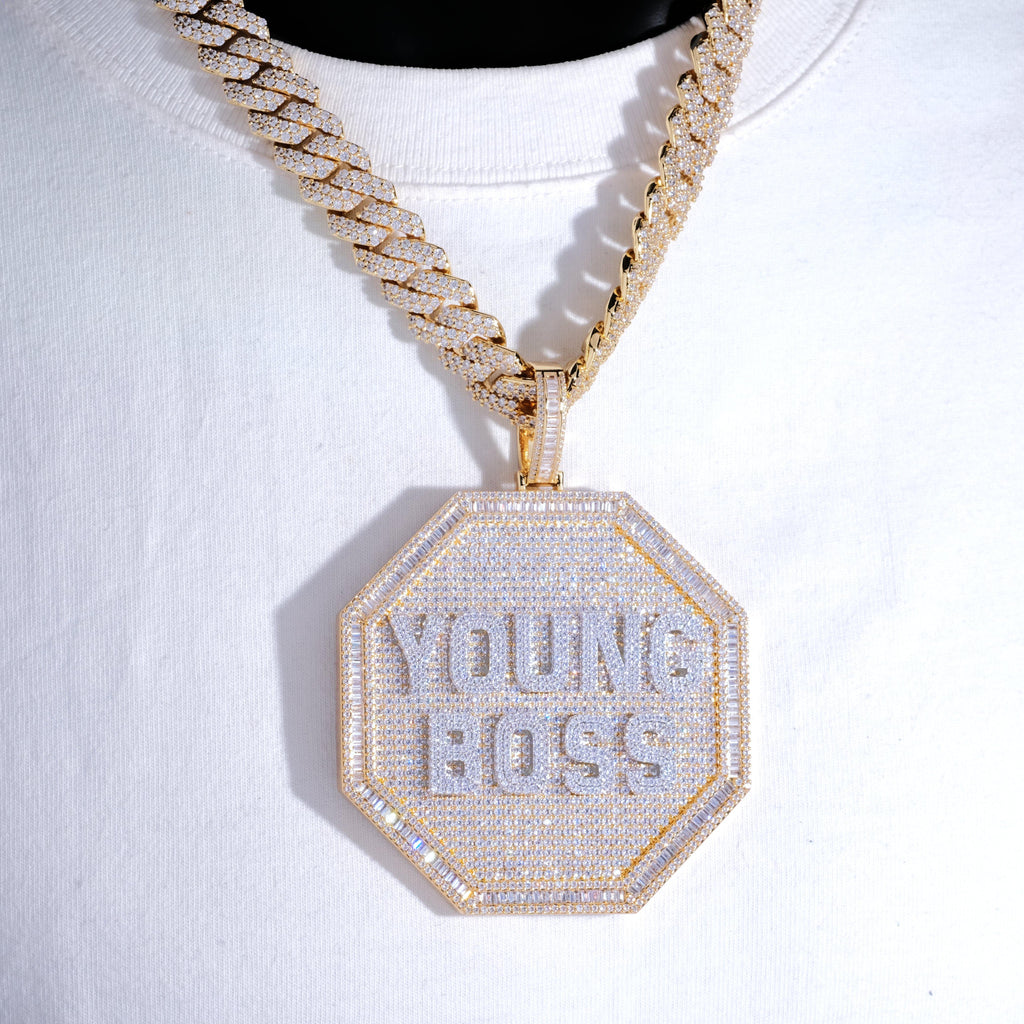 CUSTOM LETTER NECKLACE 3D BIG OCTAGON - The GUU Shop