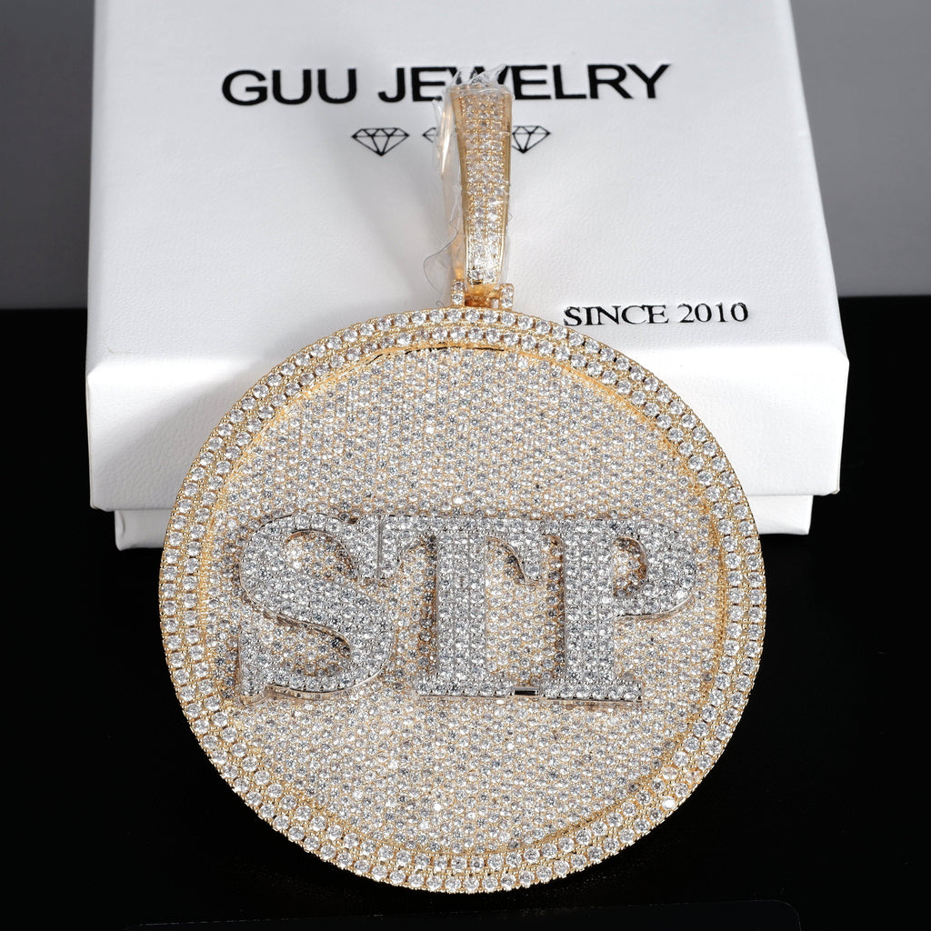 CUSTOM LETTER NECKLACE 3D BIG DISC - The GUU Shop