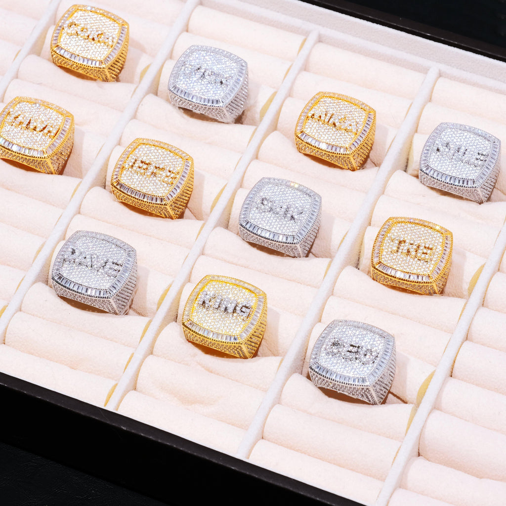 CUSTOM LETTER 3D ICED RING - The GUU Shop