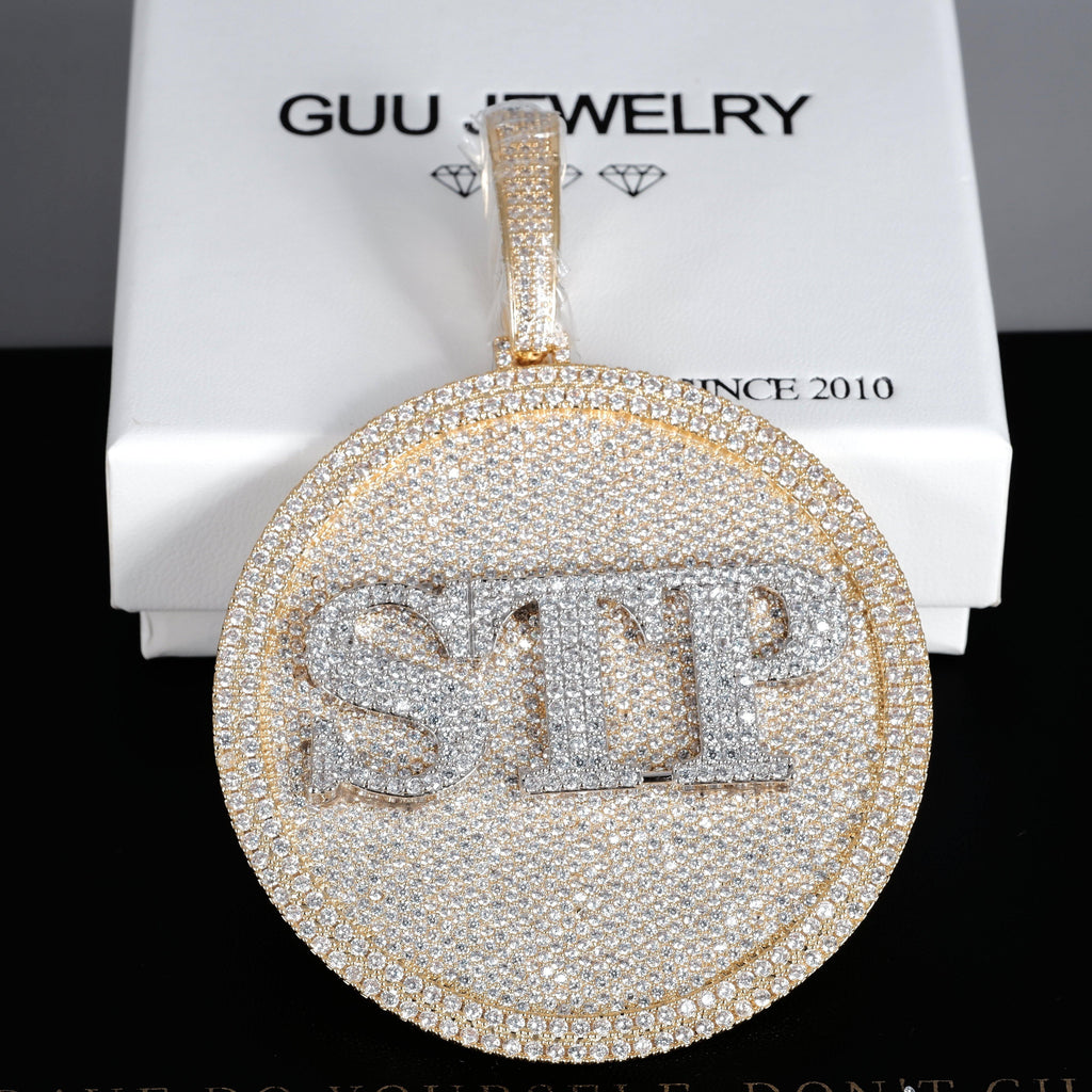 CUSTOM LETTER NECKLACE 3D BIG DISC - The GUU Shop