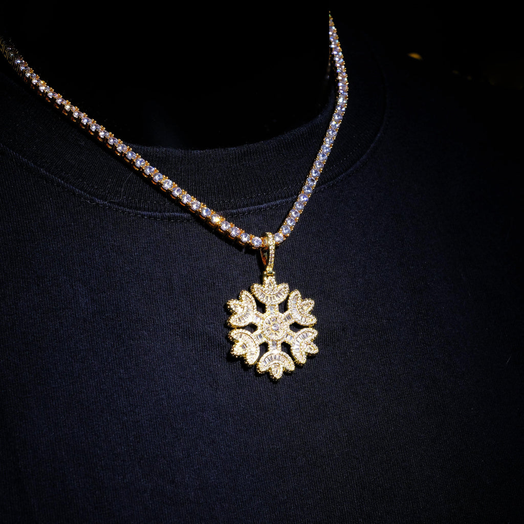 GUU Iced Baguette Snowflake Necklace