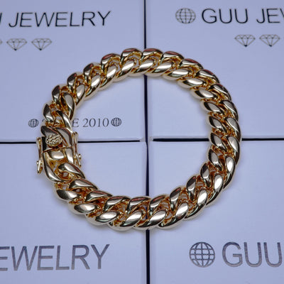 12mm 18K Gold-Plated Classic Miami Cuban Link Bracelet - The GUU Shop