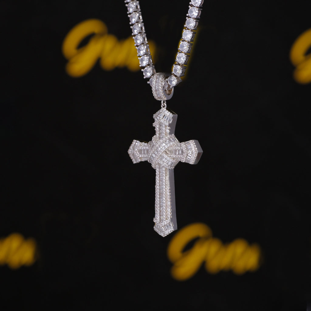 New Design Iced Baguette Jesus Cross Necklace