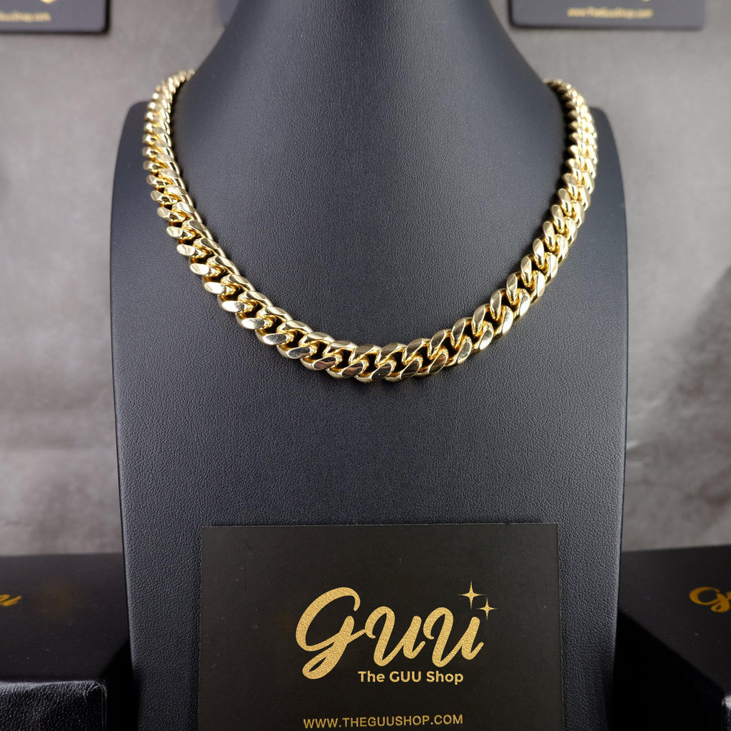 10mm  CZ  Cuban Link Chain In  Yellow GoldPlated