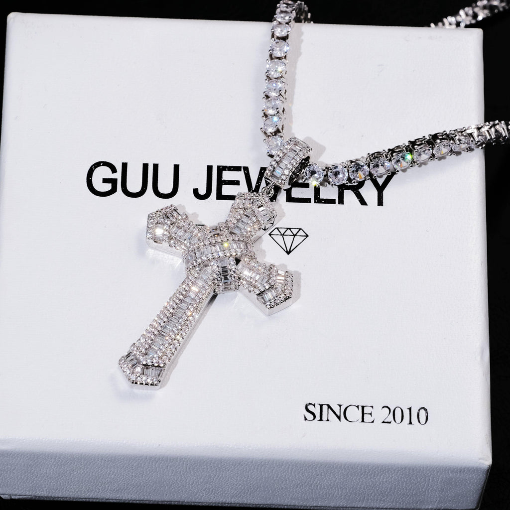 New Design Iced Baguette Jesus Cross Necklace - The GUU Shop
