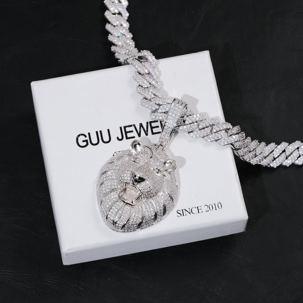 Iced Roaring Lion Necklace