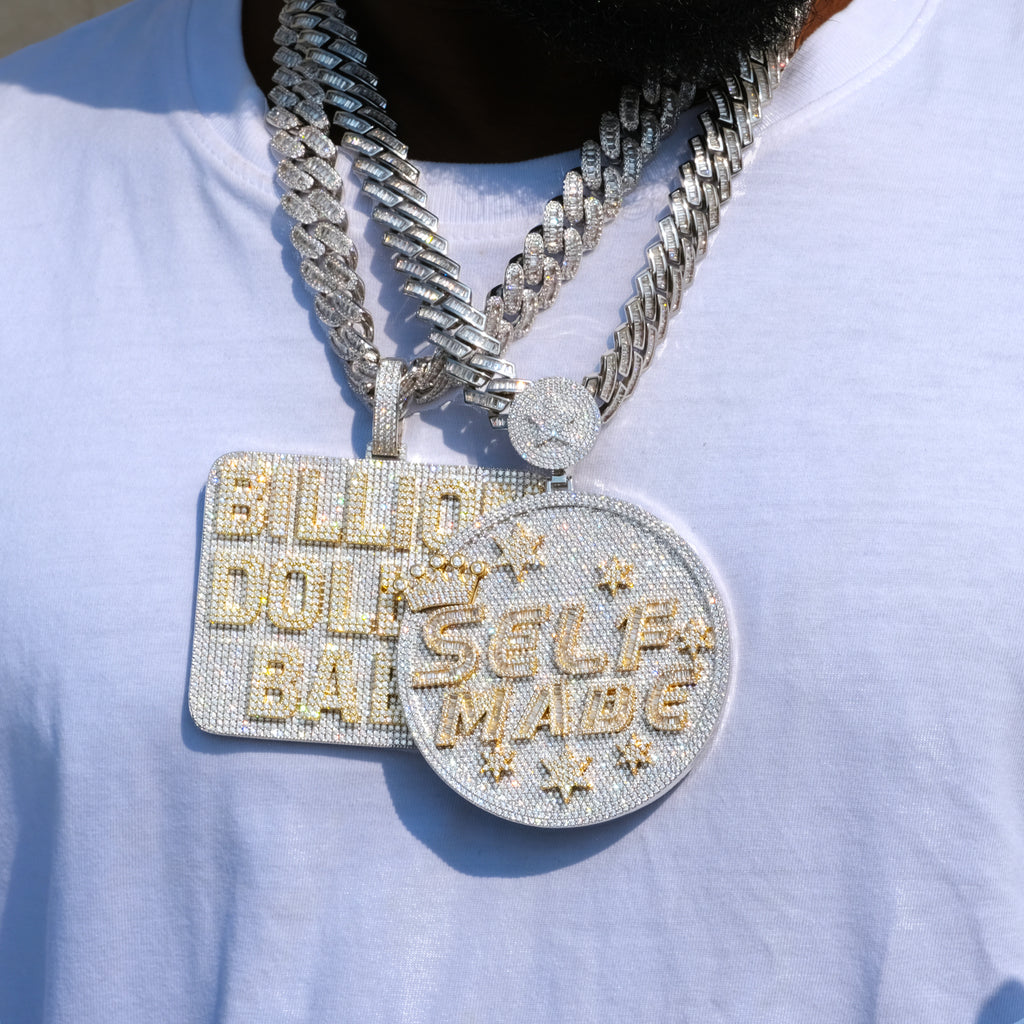 CUSTOM LETTER NECKLACE 3D BIG CROWN DISC - The GUU Shop