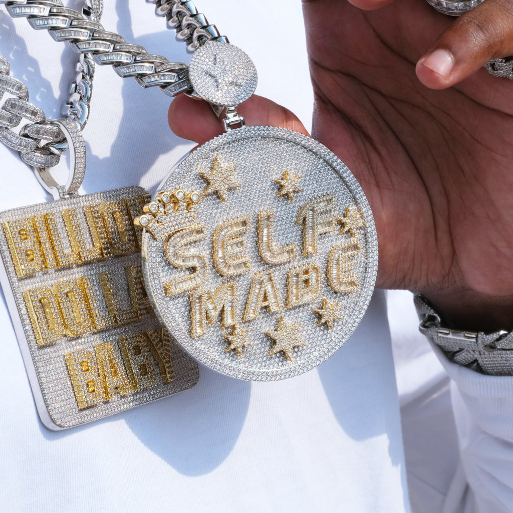 CUSTOM LETTER NECKLACE 3D BIG CROWN DISC - The GUU Shop