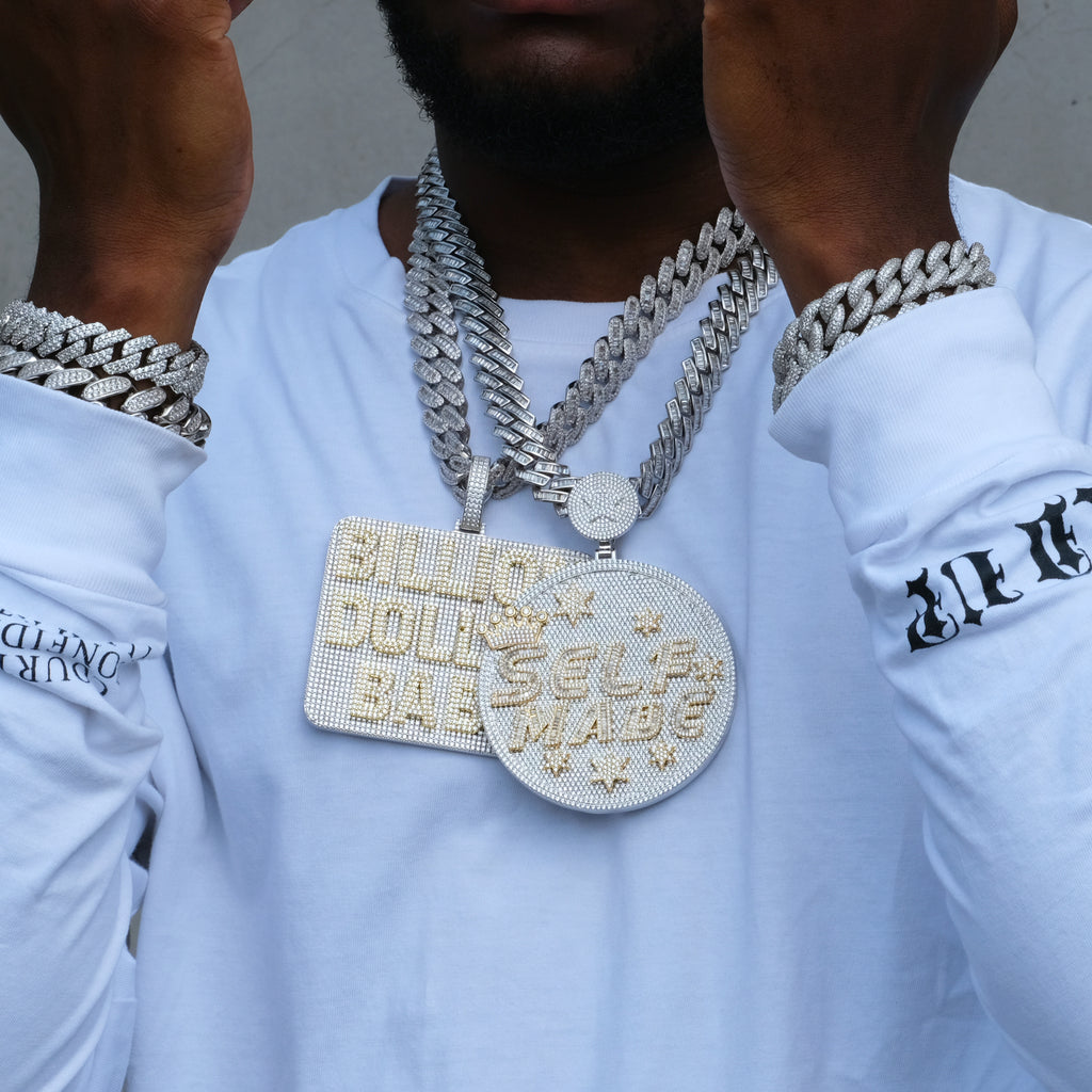 CUSTOM LETTER NECKLACE 3D BIG CROWN DISC - The GUU Shop