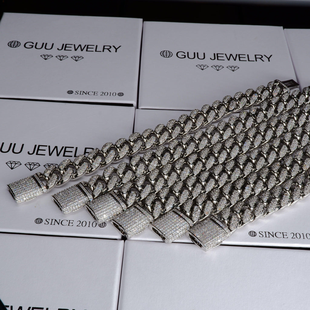 13MM 18K White Gold-Plated Classic Miami Cuban Link Bracelet - The GUU Shop