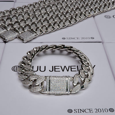 13MM 18K White Gold-Plated Classic Miami Cuban Link Bracelet - The GUU Shop