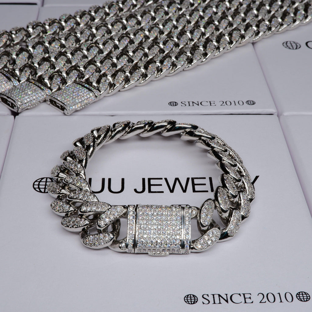 13MM 18K White Gold-Plated Classic Miami Cuban Link Bracelet - The GUU Shop
