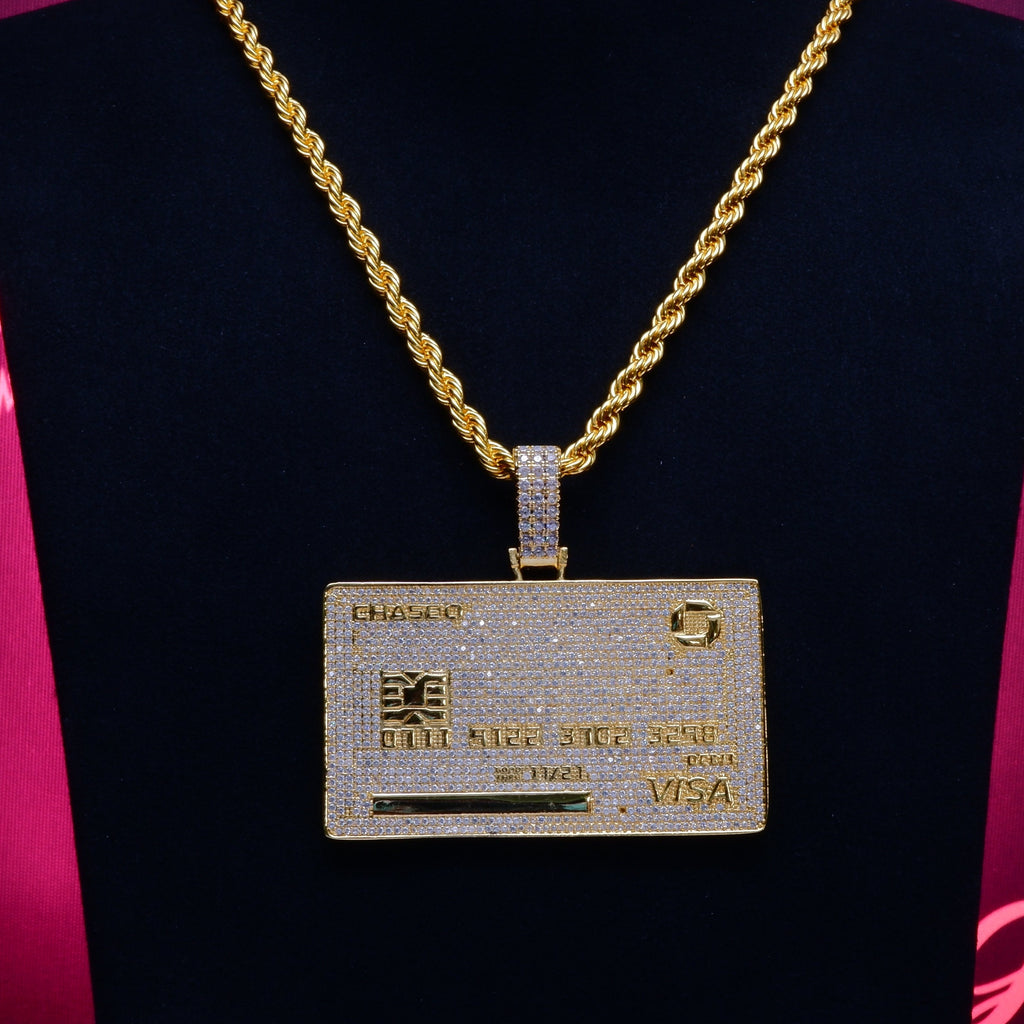 18K Gold-Plated Credit Card Bank card Iced Pendant - The GUU Shop