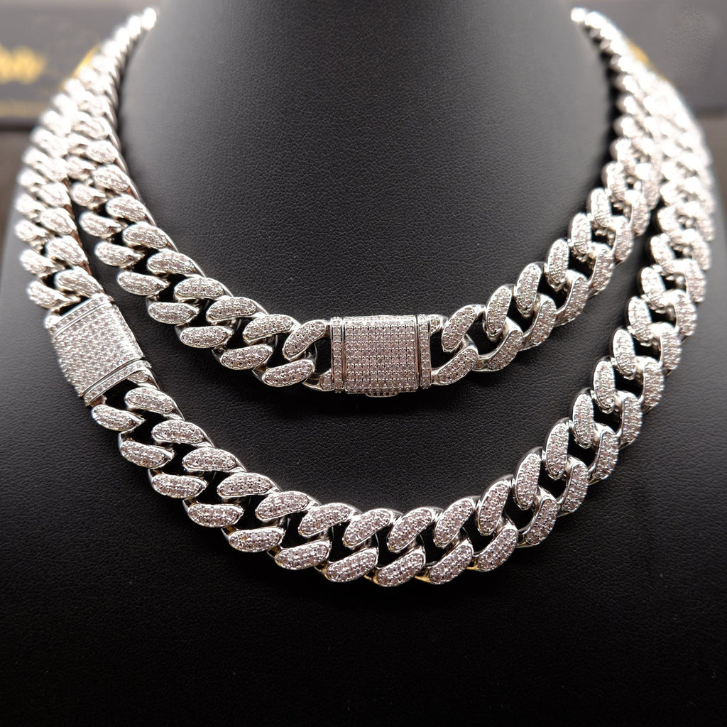 🔥New Flip buckle Iced Cuban Link Chain Silver