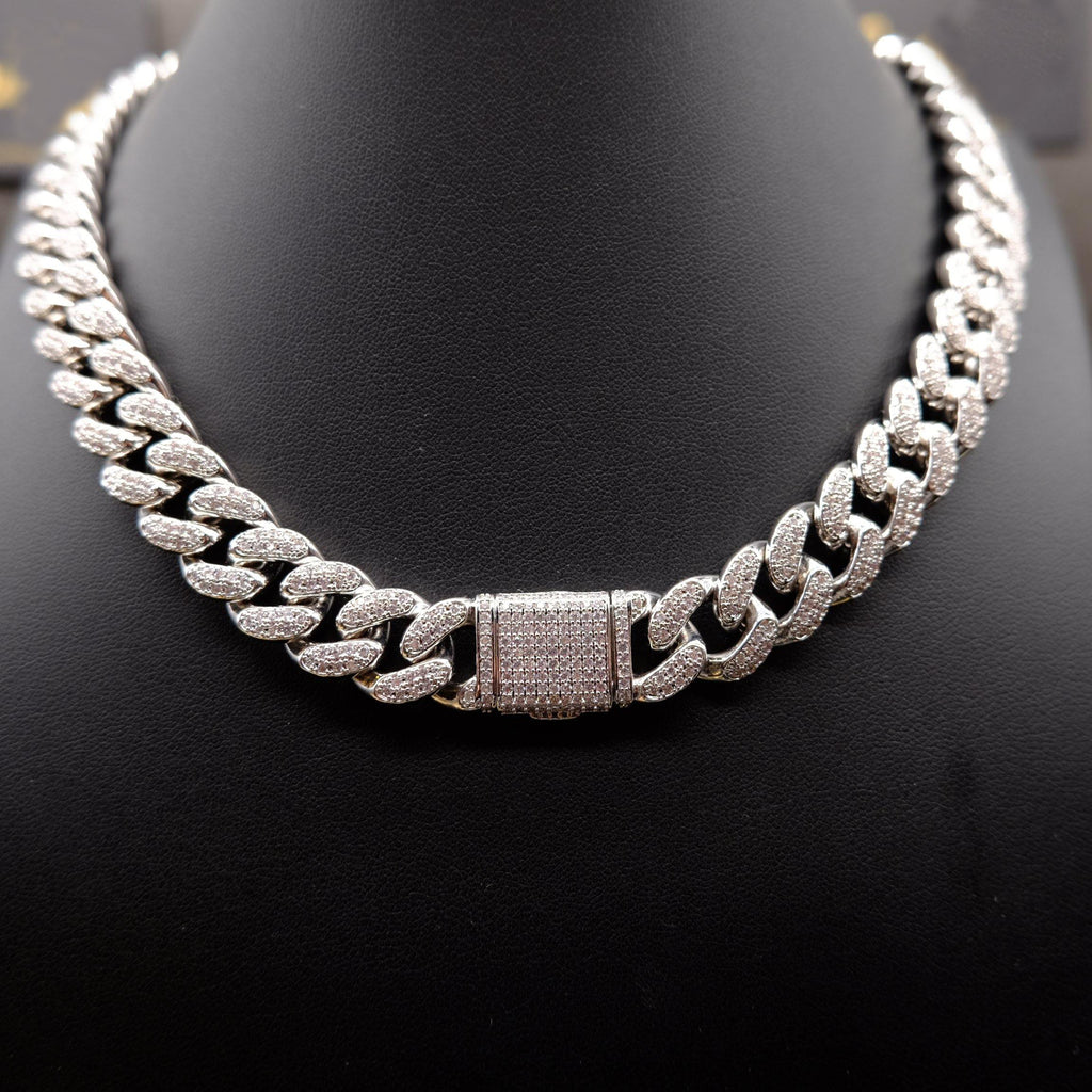 🔥New Flip buckle Iced Cuban Link Chain Silver