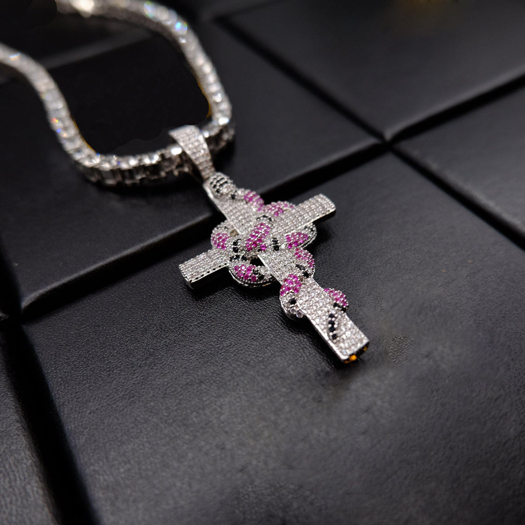 🔥New Iced Cross and Snake Pendant