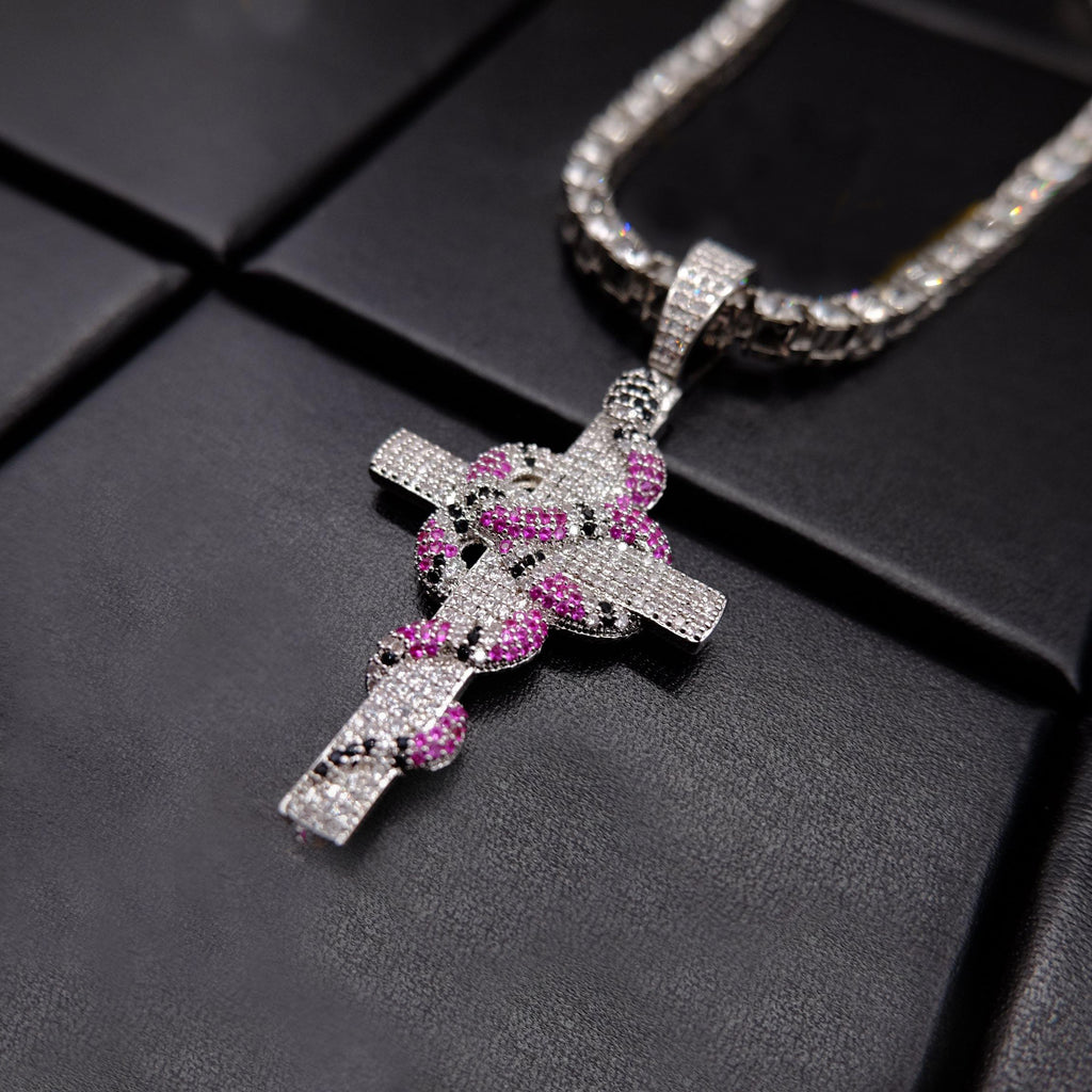 🔥New Iced Cross and Snake Pendant