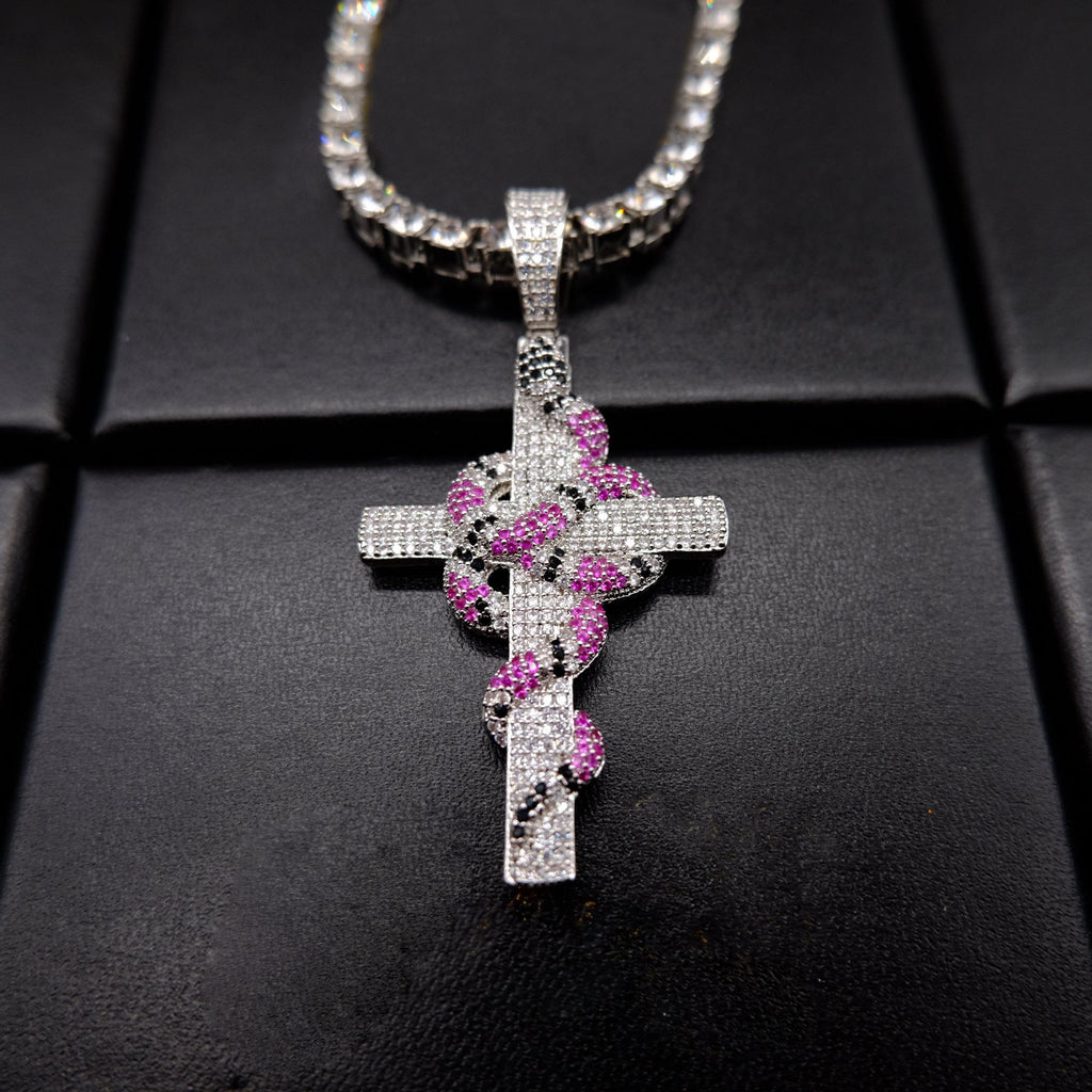 🔥New Iced Cross and Snake Pendant