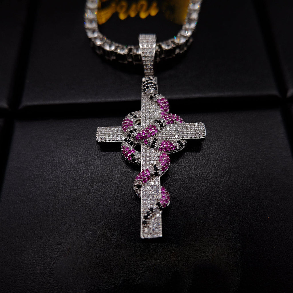 🔥New Iced Cross and Snake Pendant