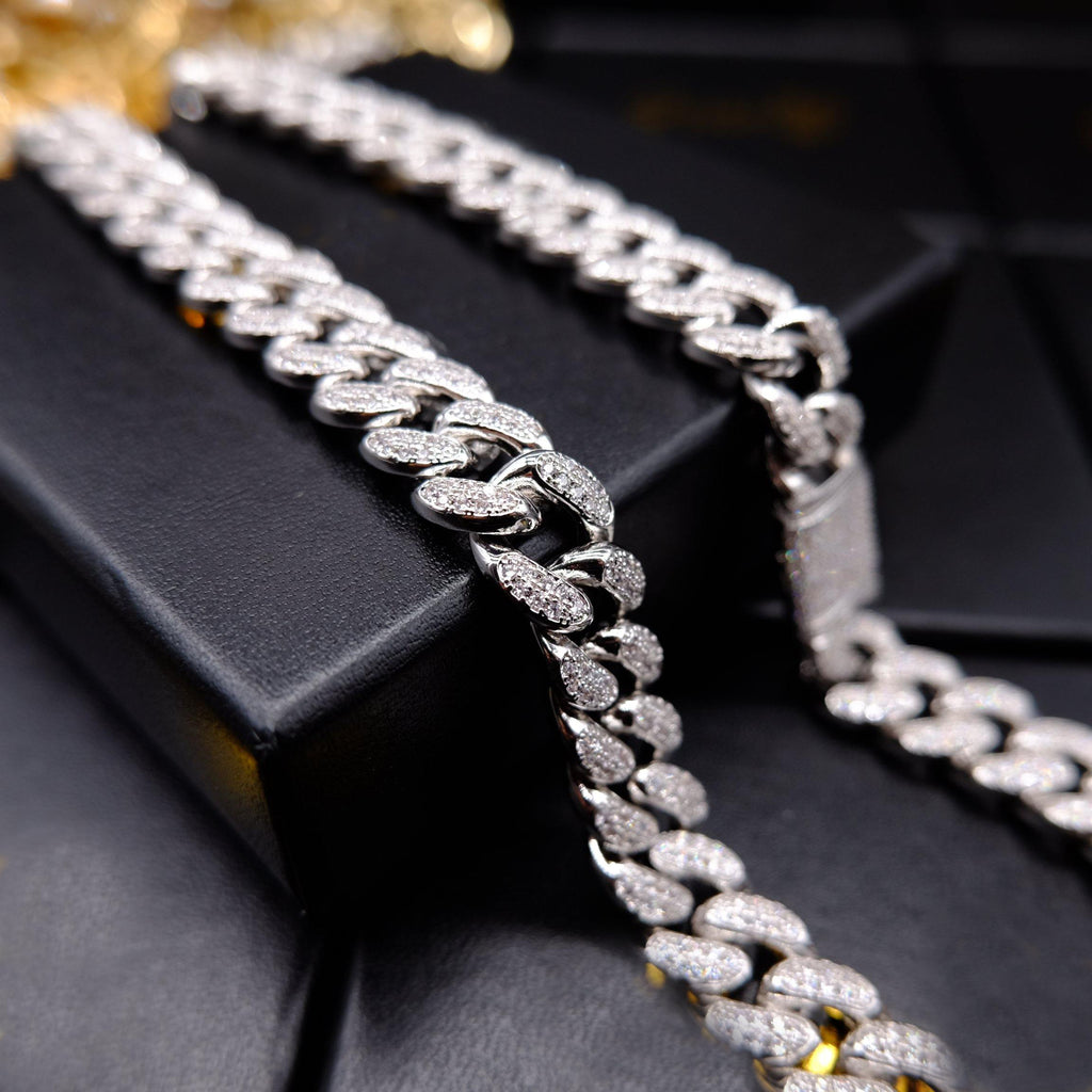 🔥New Flip buckle Iced Cuban Link Chain Silver