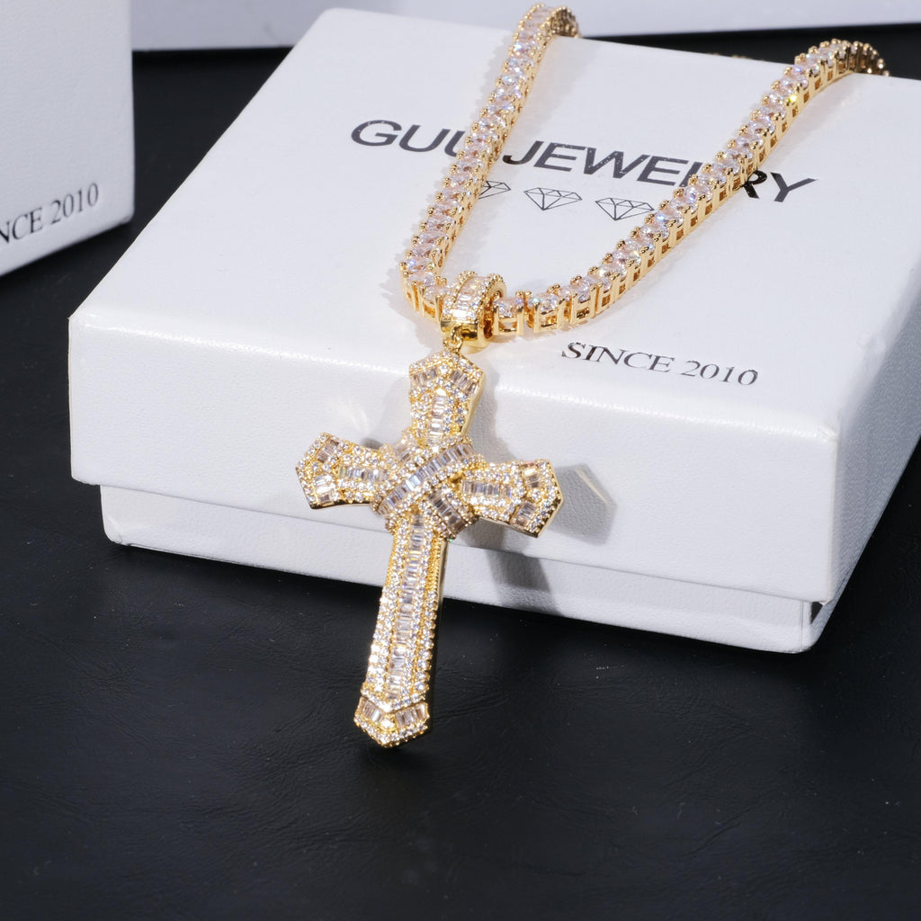 New Design Iced Baguette Jesus Cross Necklace - The GUU Shop