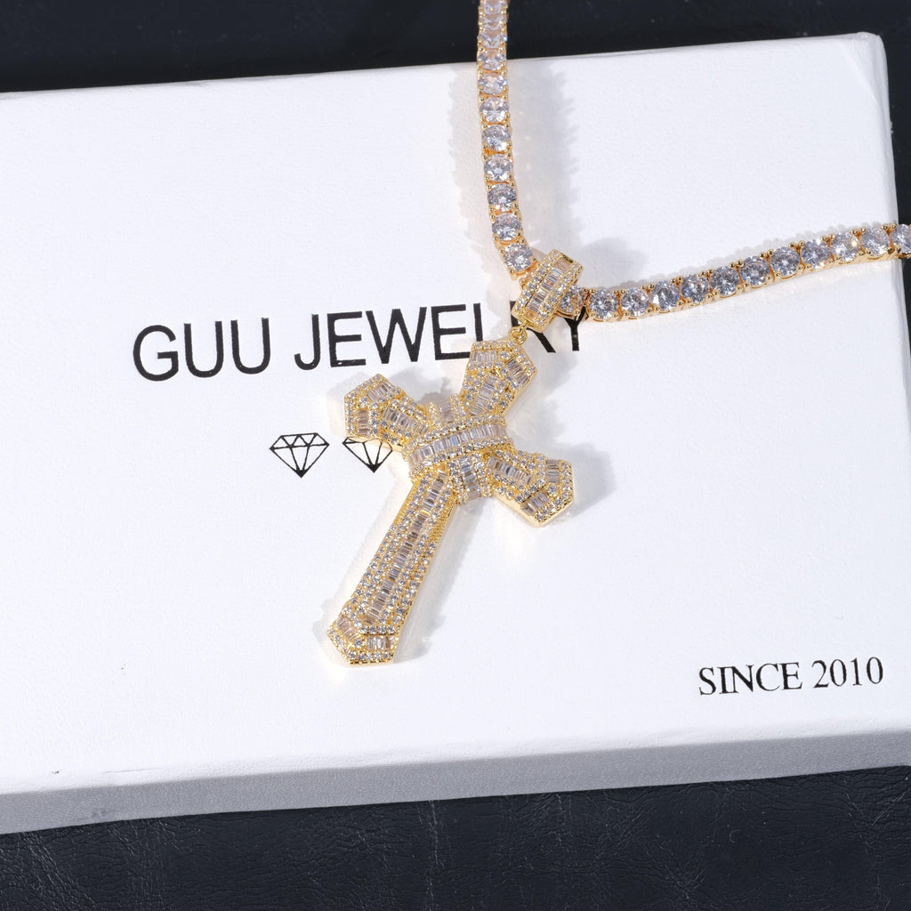 New Design Iced Baguette Jesus Cross Necklace - The GUU Shop