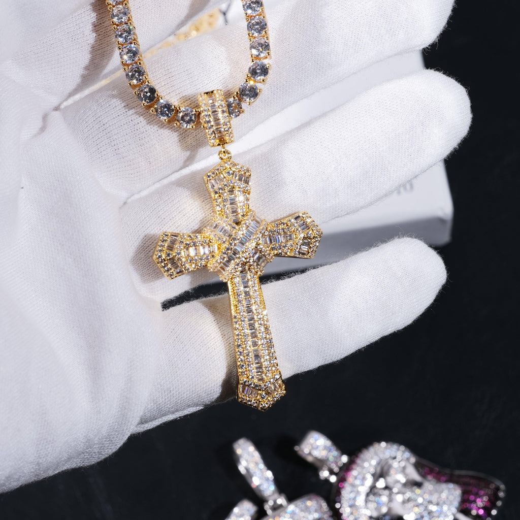 New Design Iced Baguette Jesus Cross Necklace - The GUU Shop