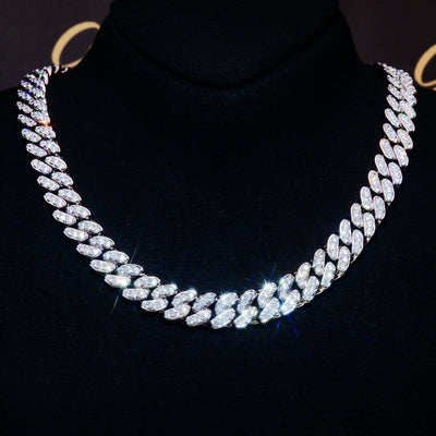 13mm 18K White/Gold-Plated Seamless Iced Cuban Chain - The GUU Shop