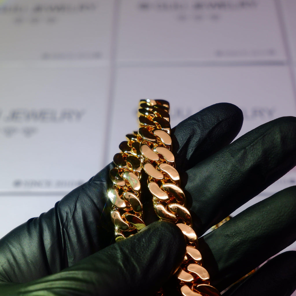 13mm 18K White/Gold-Plated Seamless Iced Cuban Chain - The GUU Shop