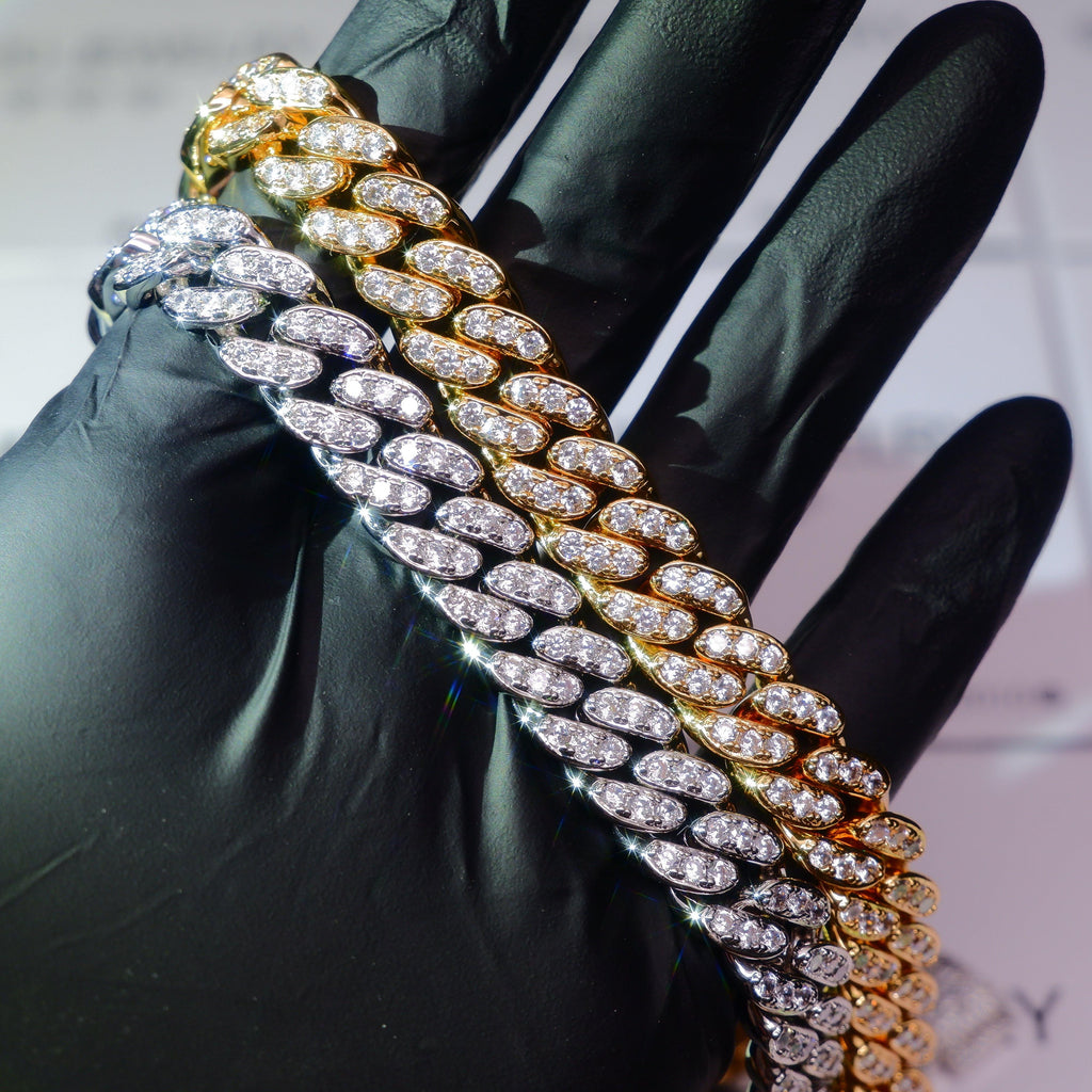 13mm 18K White/Gold-Plated Seamless Iced Cuban Chain - The GUU Shop