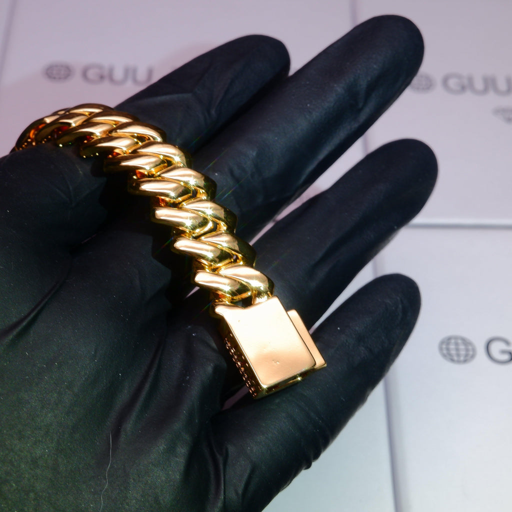 18K White/Gold-Plated Seamless Rhombic Iced Cuban Chain - The GUU Shop