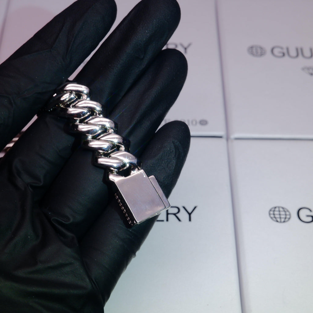 18K White/Gold-Plated Seamless Rhombic Iced Cuban Chain - The GUU Shop