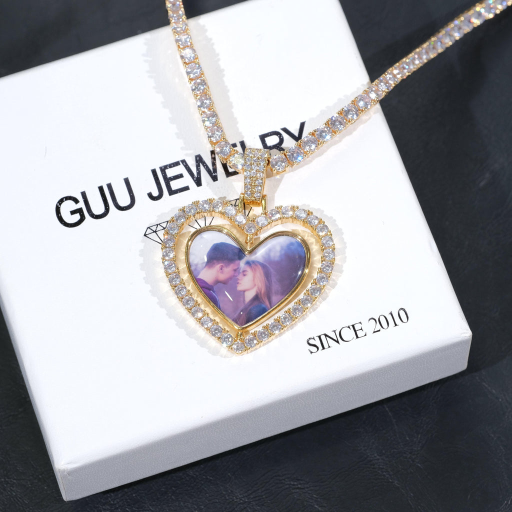 3D Spinning 2-Faced Heart Custom Picture Pendant - The GUU Shop
